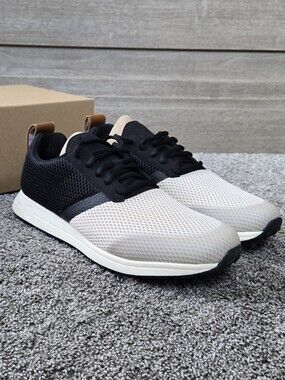 York Athletic The Henry Runner Mesh Trainer Sneakers Black & Cream NEW size 9.5